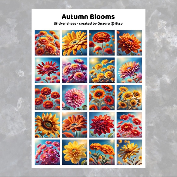 3 /💲20 Stickers! Autumn Blooms, Fall flowers - Picture 2 of 3